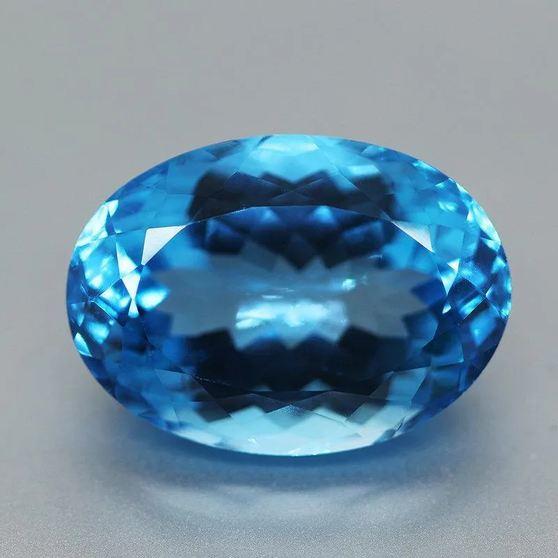Bast offer pls 45ct Huge Certified Natural EarthMined Swiss Blue Topaz Oval Cut Loose Gemstone