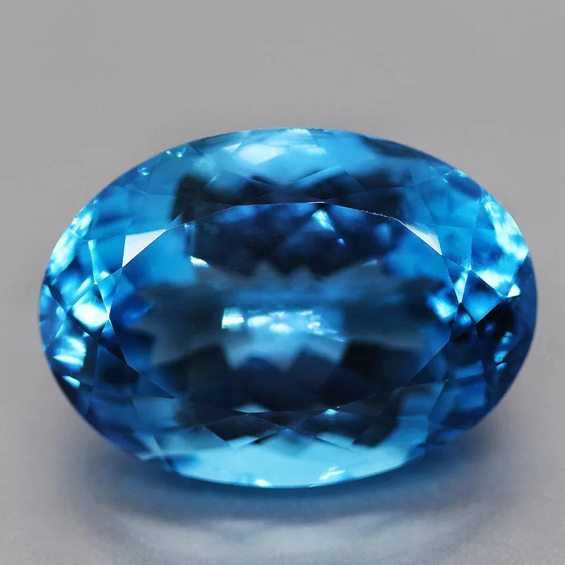 Bast offer pls 45ct Huge Certified Natural EarthMined Swiss Blue Topaz Oval Cut Loose Gemstone