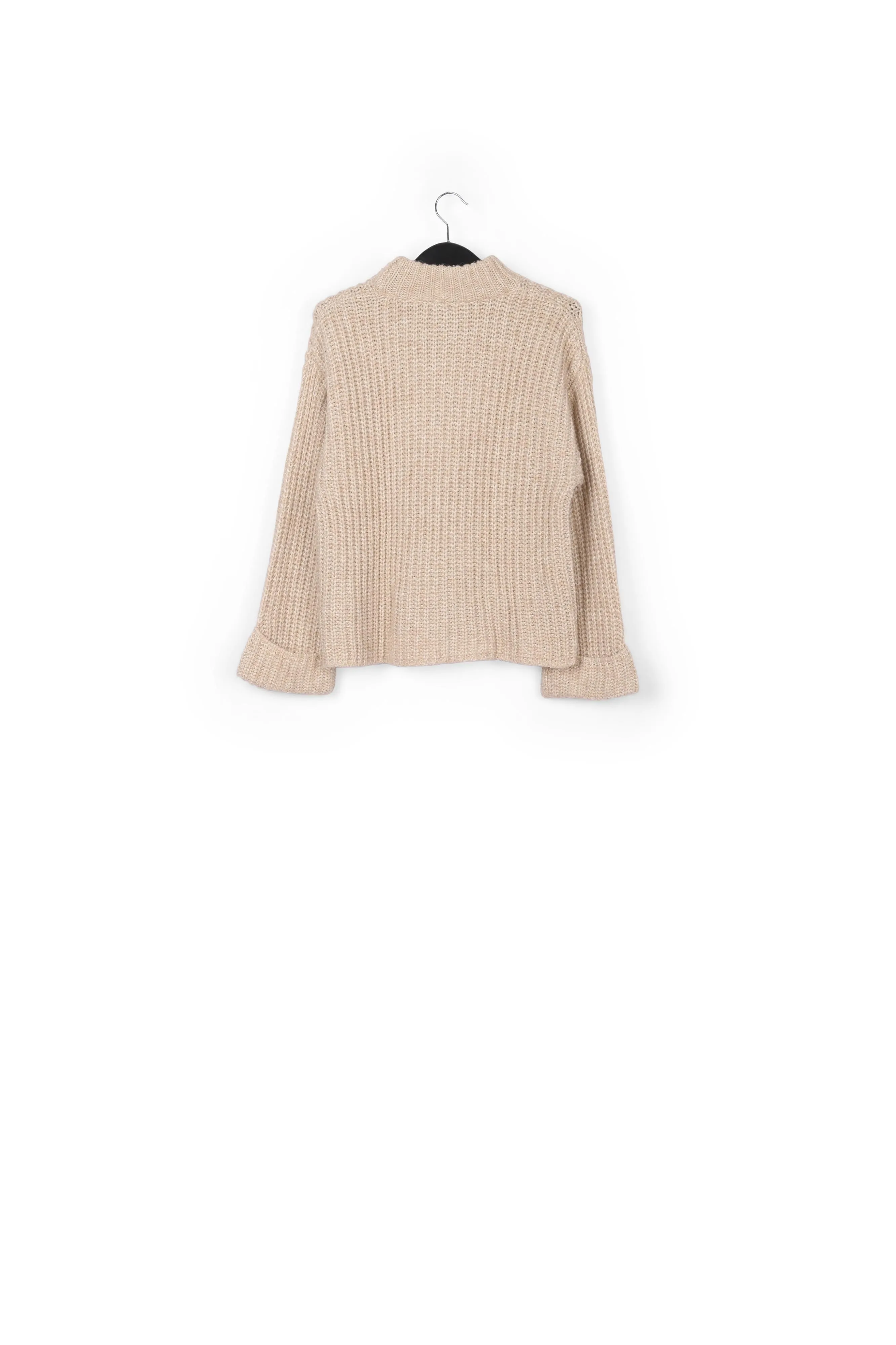 Beige ribbed-knit sweater