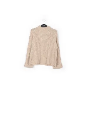 Beige ribbed-knit sweater