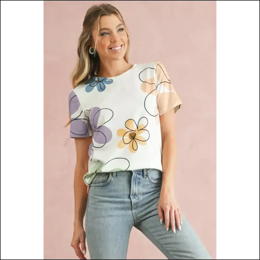 Beige Summer Floral Print T-shirt: Bloom where You're Planted (in Beige!) 😂