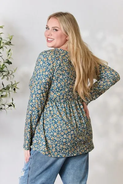 Bellamie Floral Half Button Long Sleeve Blouse - Online Exclusive
