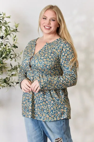 Bellamie Floral Half Button Long Sleeve Blouse - Online Exclusive