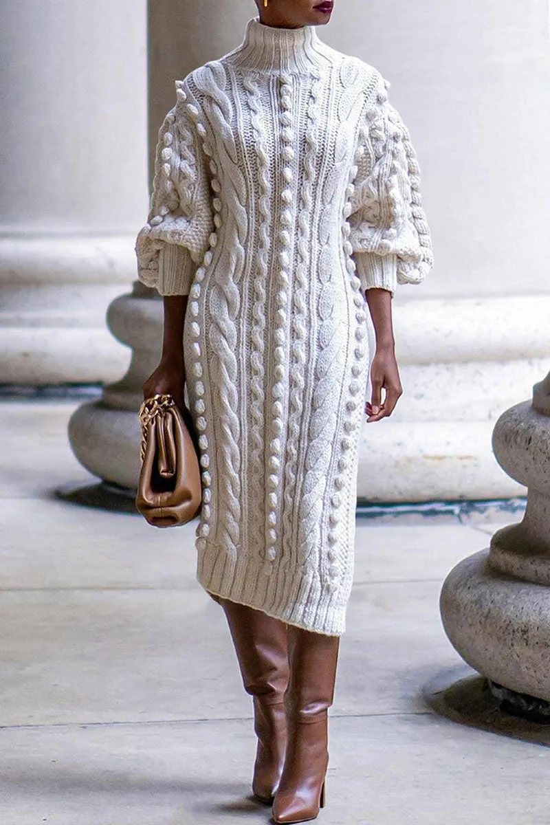 BH0559 Knitted Sweater Long Dress