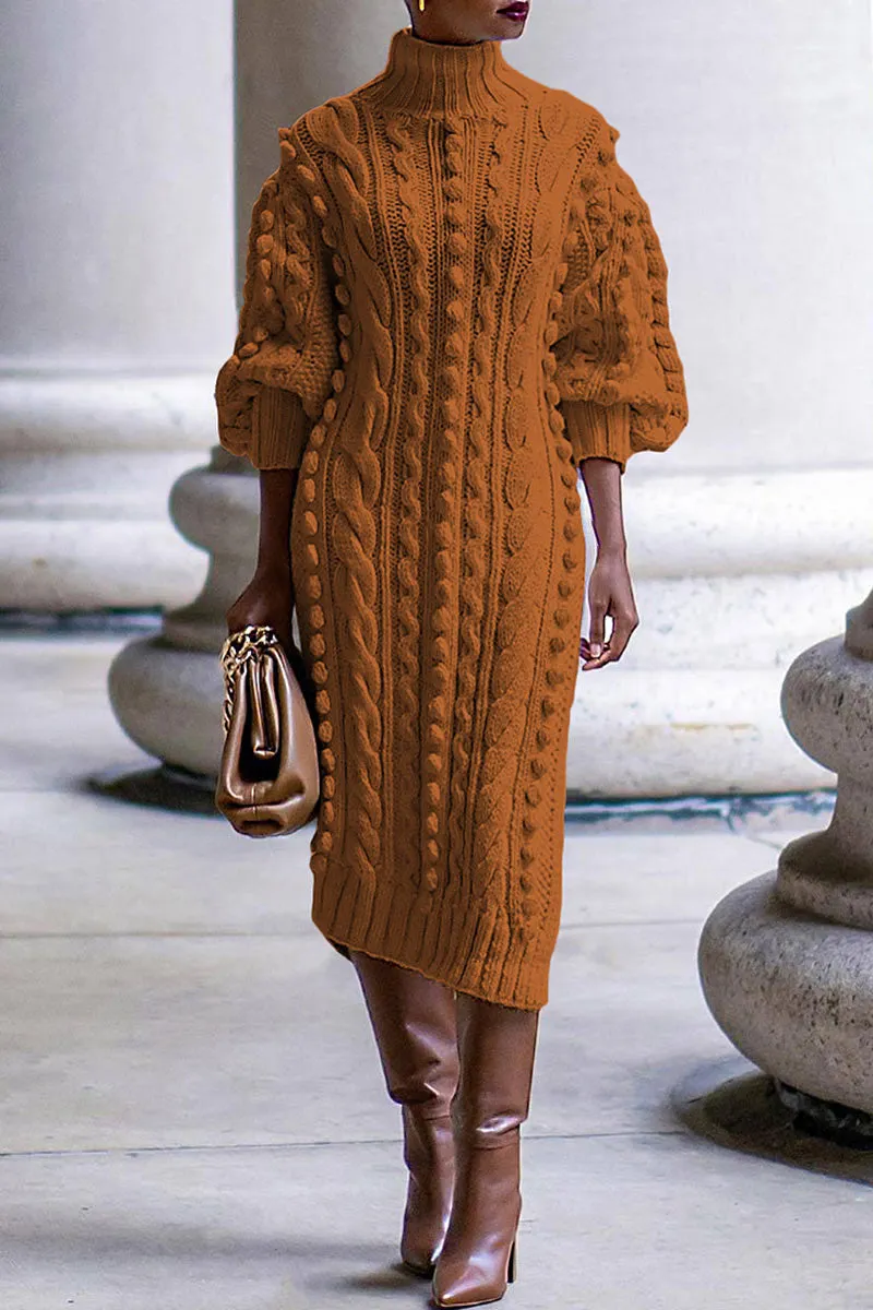 BH0559 Knitted Sweater Long Dress