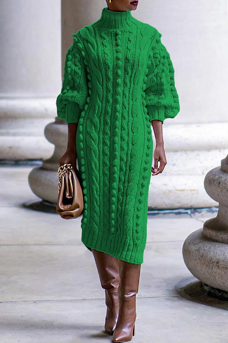 BH0559 Knitted Sweater Long Dress