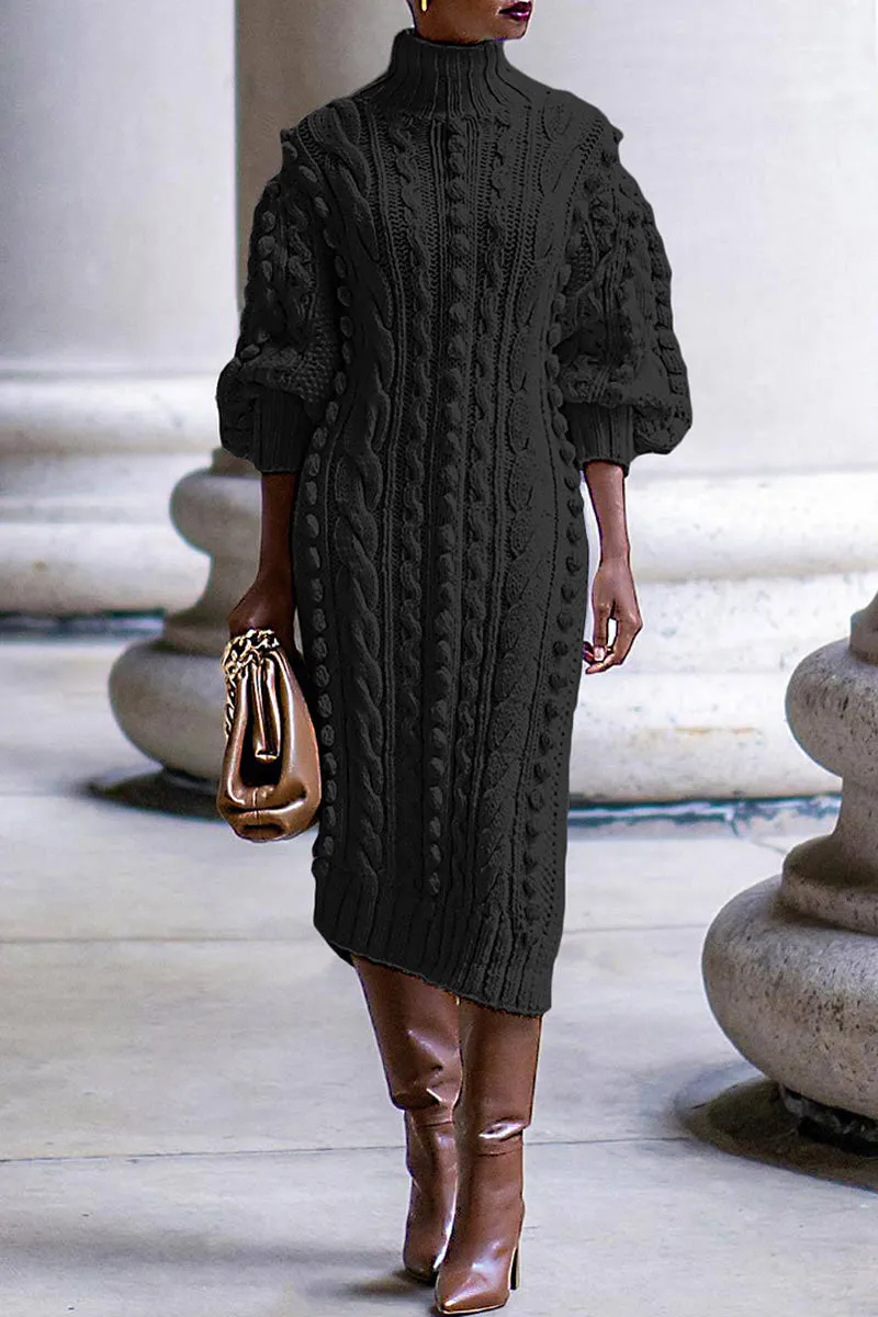 BH0559 Knitted Sweater Long Dress