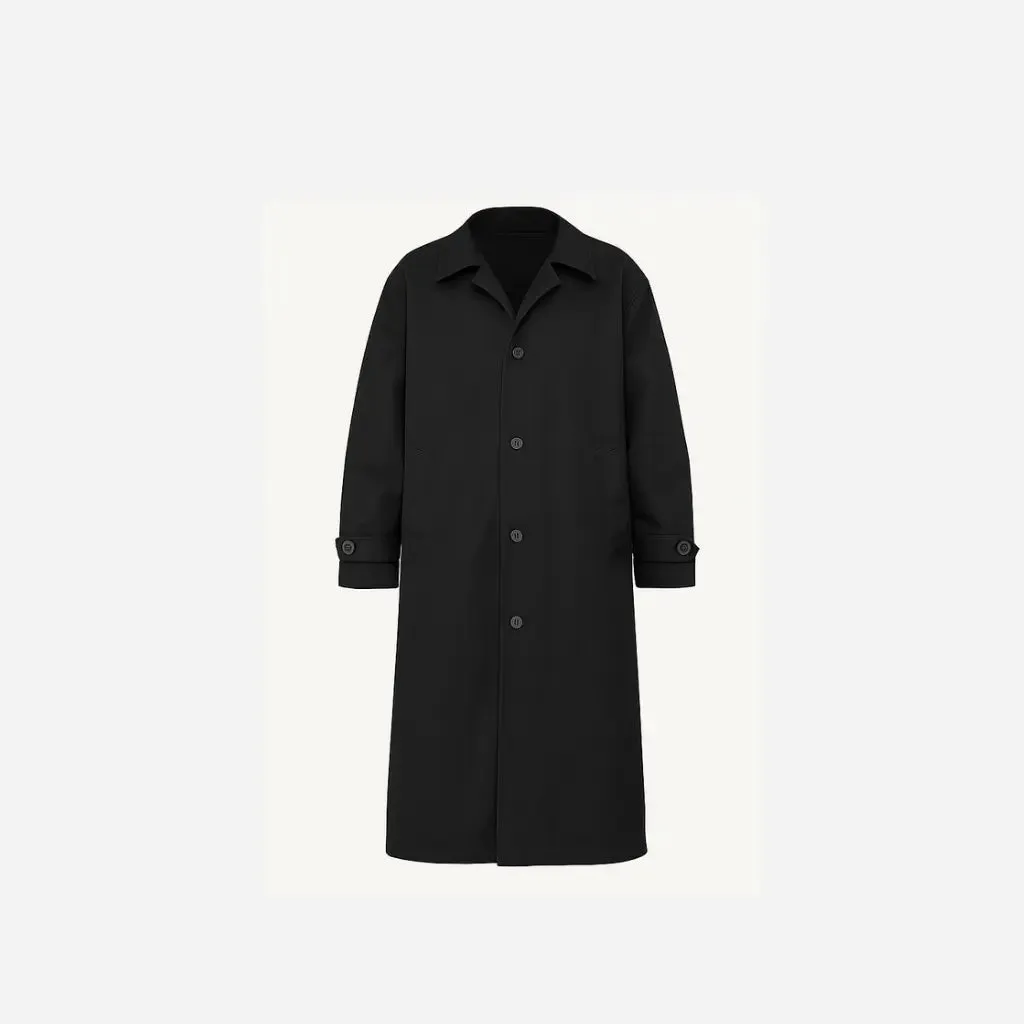 Black Oversized Long Trench Coat Men