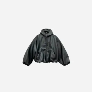 Black Windbreaker Oversized Leather Jacket