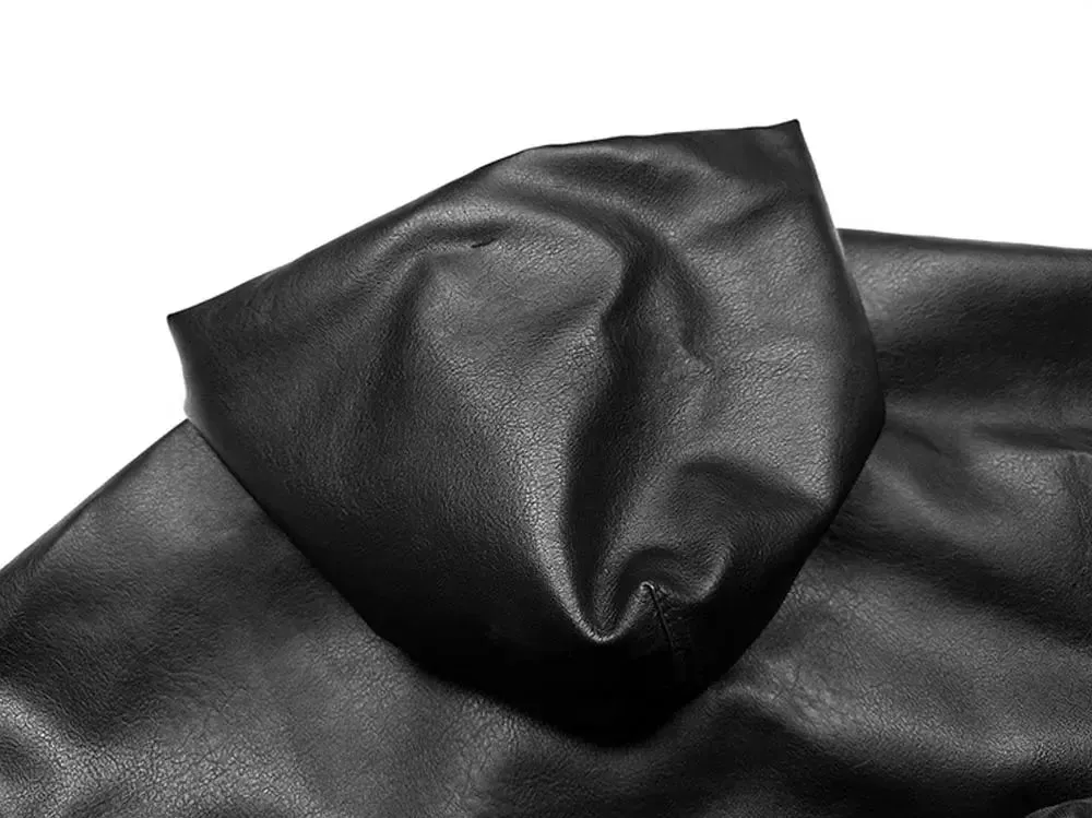 Black Windbreaker Oversized Leather Jacket