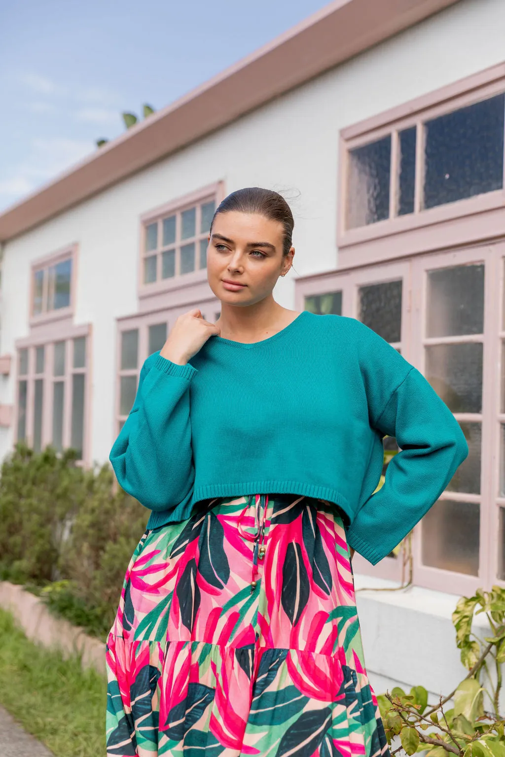 Blakely Crop Knit In Green
