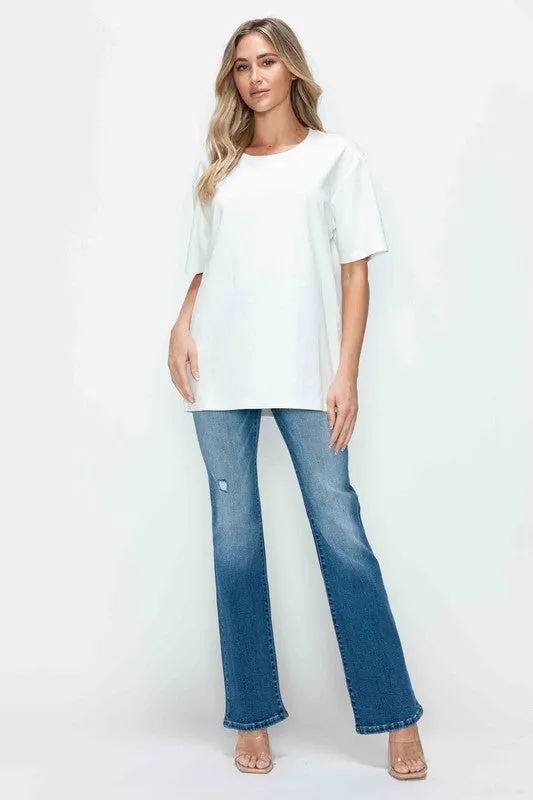 Blue Distressed High Rise Jeans with Pockets