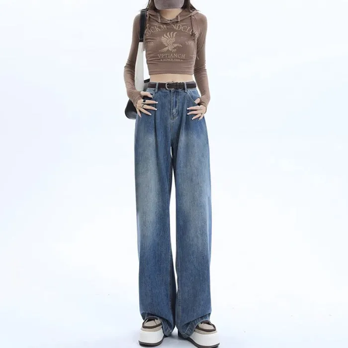 Blue Tinted Wide Leg Jeans