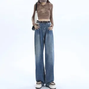Blue Tinted Wide Leg Jeans