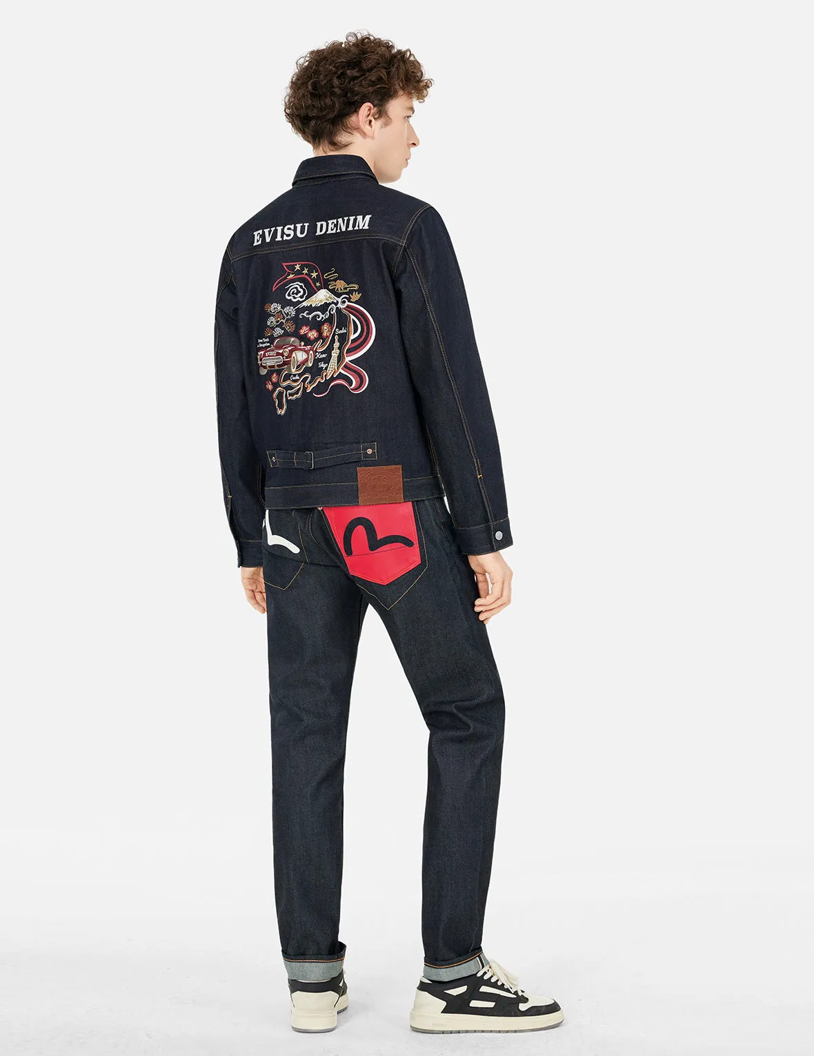 Bold Seagull Print Carrot Fit Jeans #2017