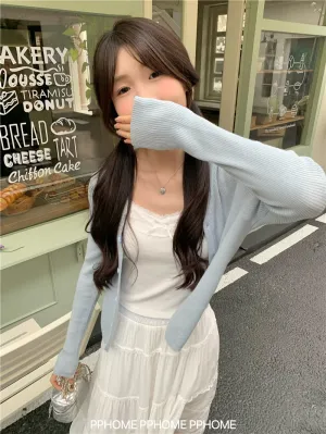 bow embroidery waist Cardigan