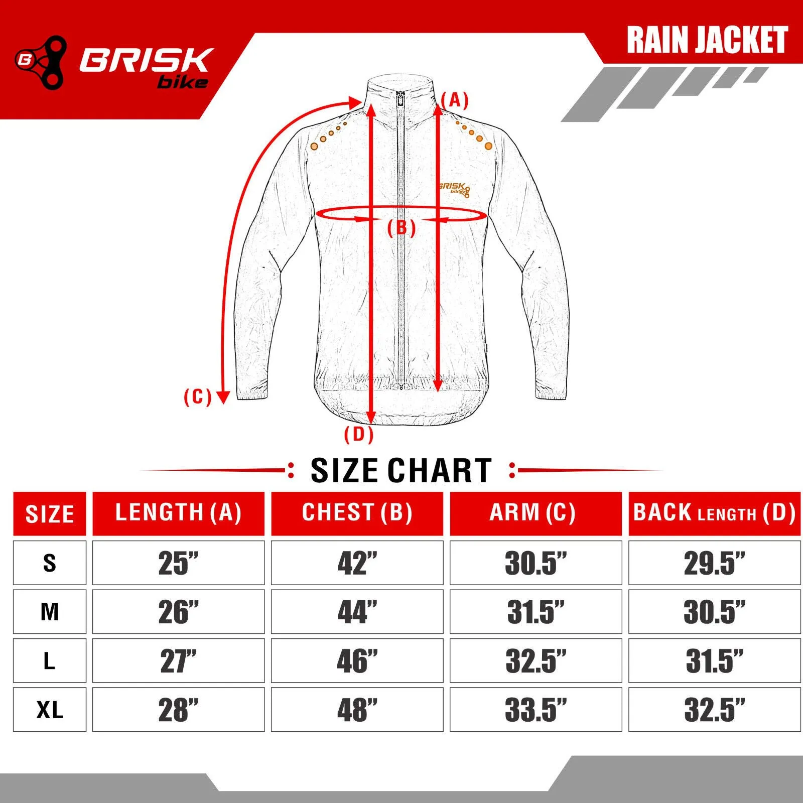 Brisk Bike Cycling Rain Jacket Men’s and Women’s cycling raincoat & Ultra Lightweight Jacket, best rainproof cycling jacket, wind and waterproof cycling jacket, best lightweight cycling rain jacket, water resistant cycling jacket