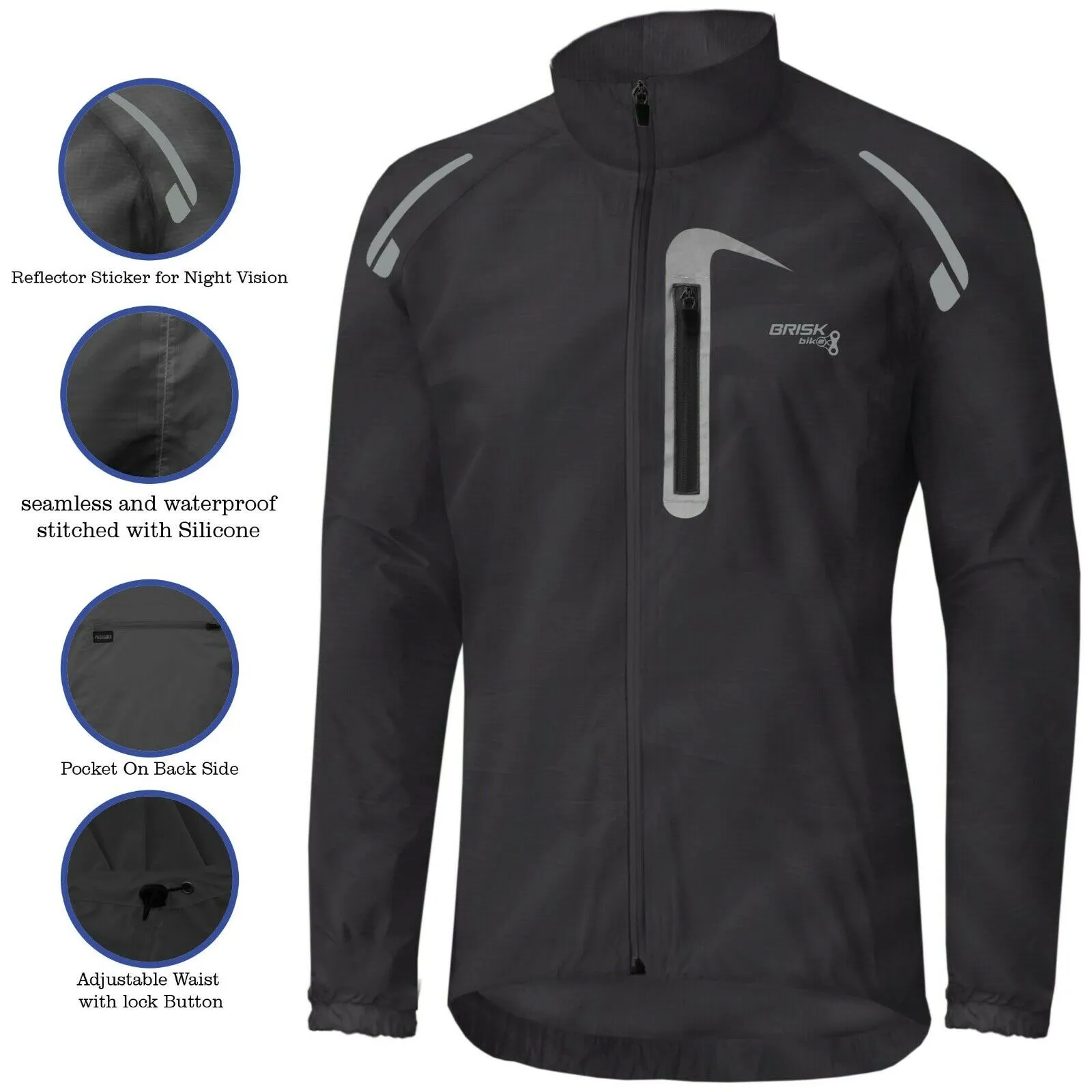 Brisk Bike Cycling Rain Jacket Men’s and Women’s cycling raincoat & Ultra Lightweight Jacket, best rainproof cycling jacket, wind and waterproof cycling jacket, best lightweight cycling rain jacket, water resistant cycling jacket