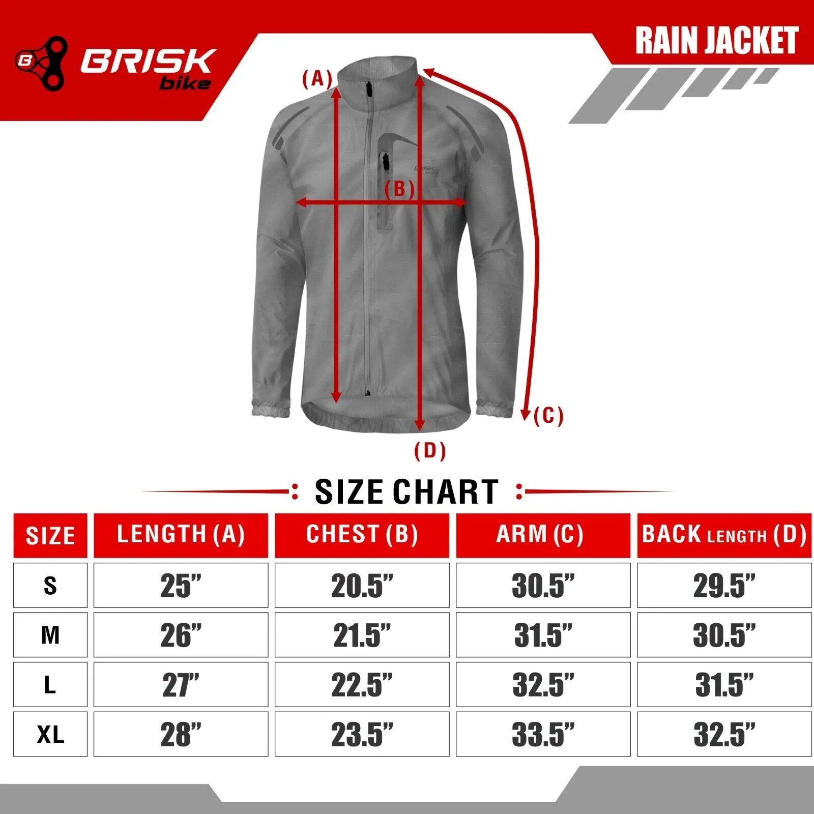 Brisk Bike Cycling Rain Jacket Men’s and Women’s cycling raincoat & Ultra Lightweight Jacket, best rainproof cycling jacket, wind and waterproof cycling jacket, best lightweight cycling rain jacket, water resistant cycling jacket