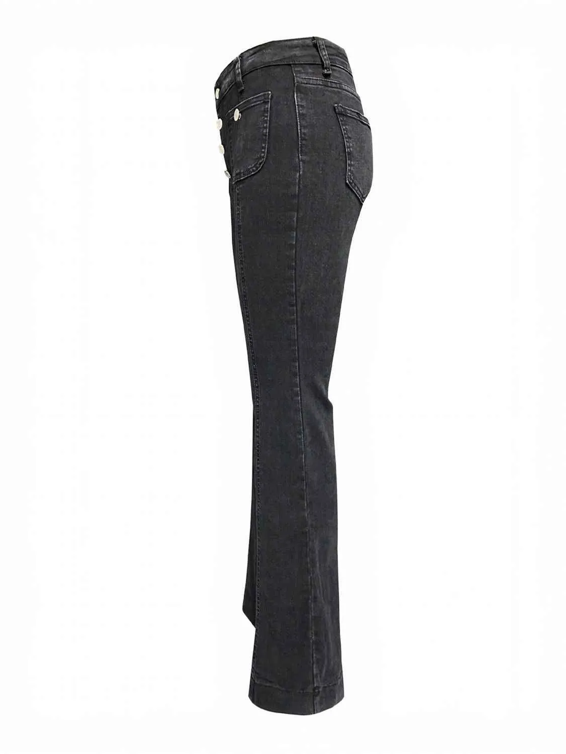 Button Fly High Waist Flare Jeans for Effortless Style
