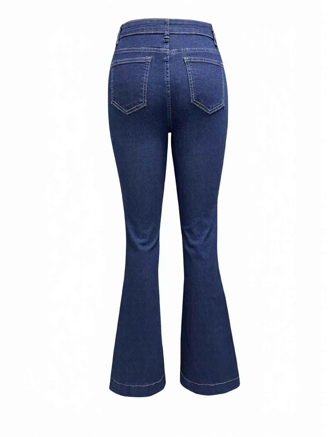 Button Fly High Waist Flare Jeans for Effortless Style
