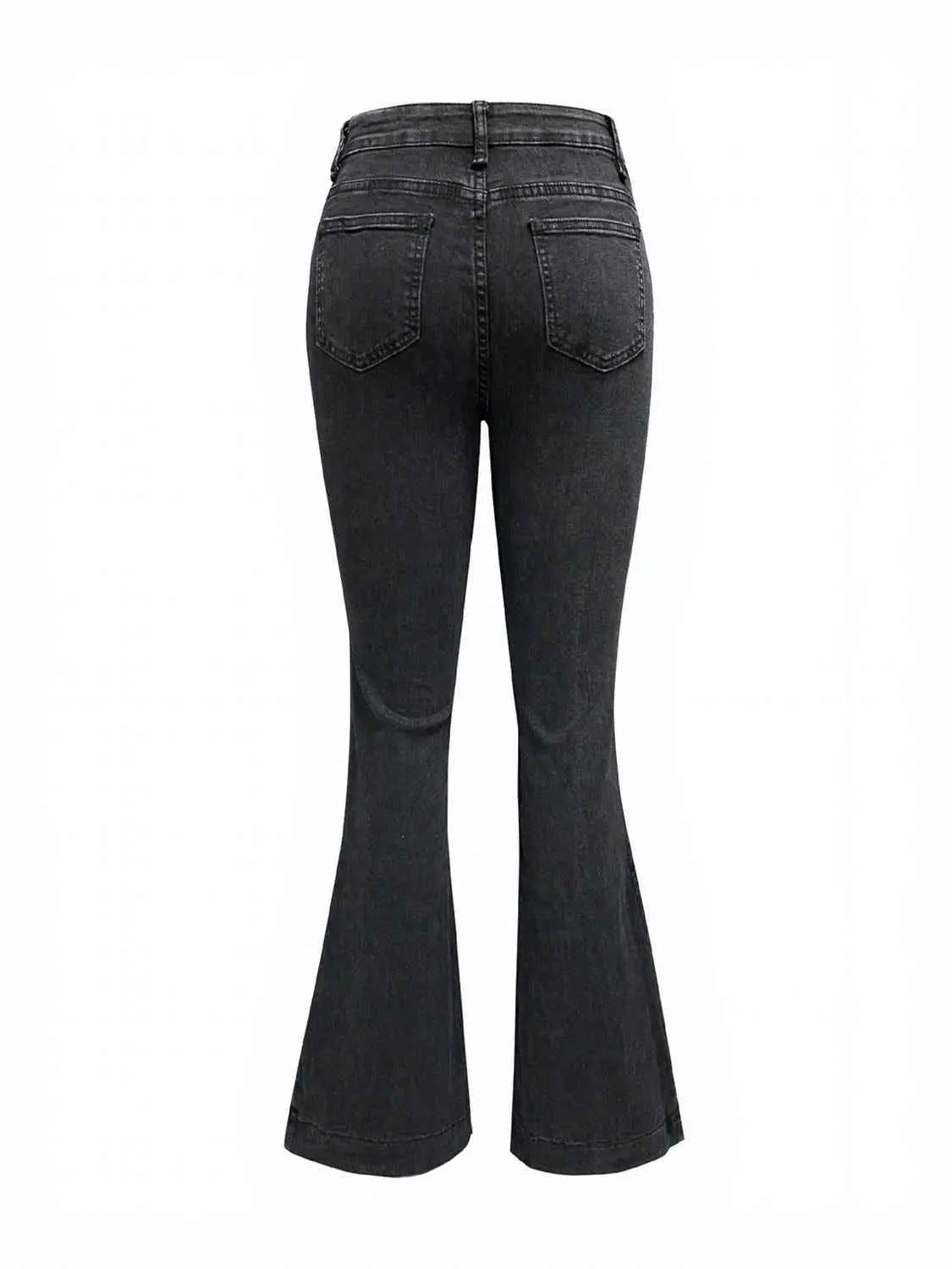 Button Fly High Waist Flare Jeans for Effortless Style