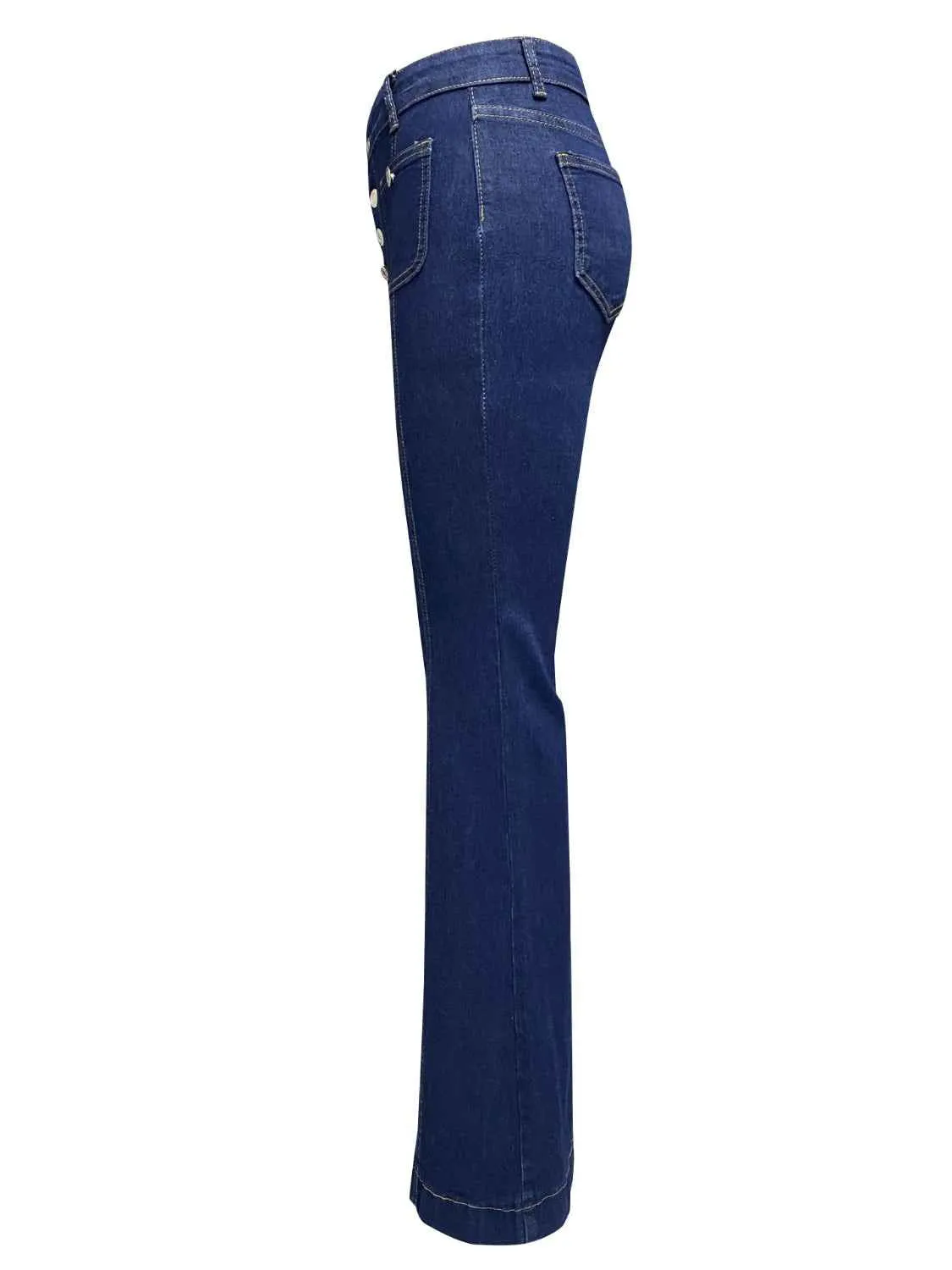 Button Fly High Waist Flare Jeans for Effortless Style