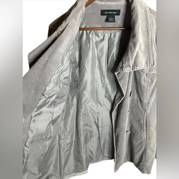 Calvin Klein Grey Velvet Blazer - Size M