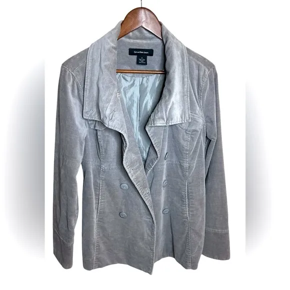Calvin Klein Grey Velvet Blazer - Size M