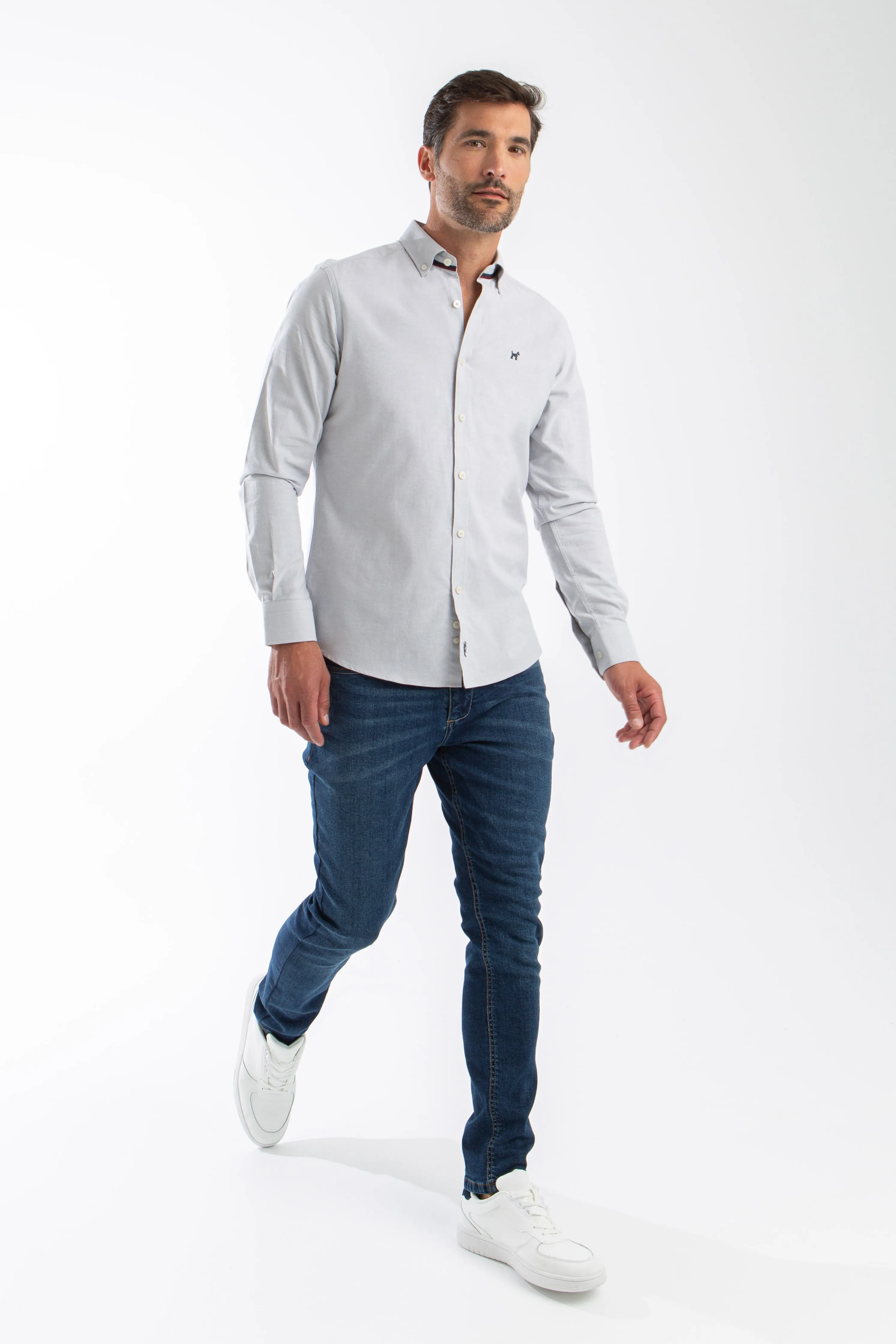 Camisa Oxford Gris Slim Fit