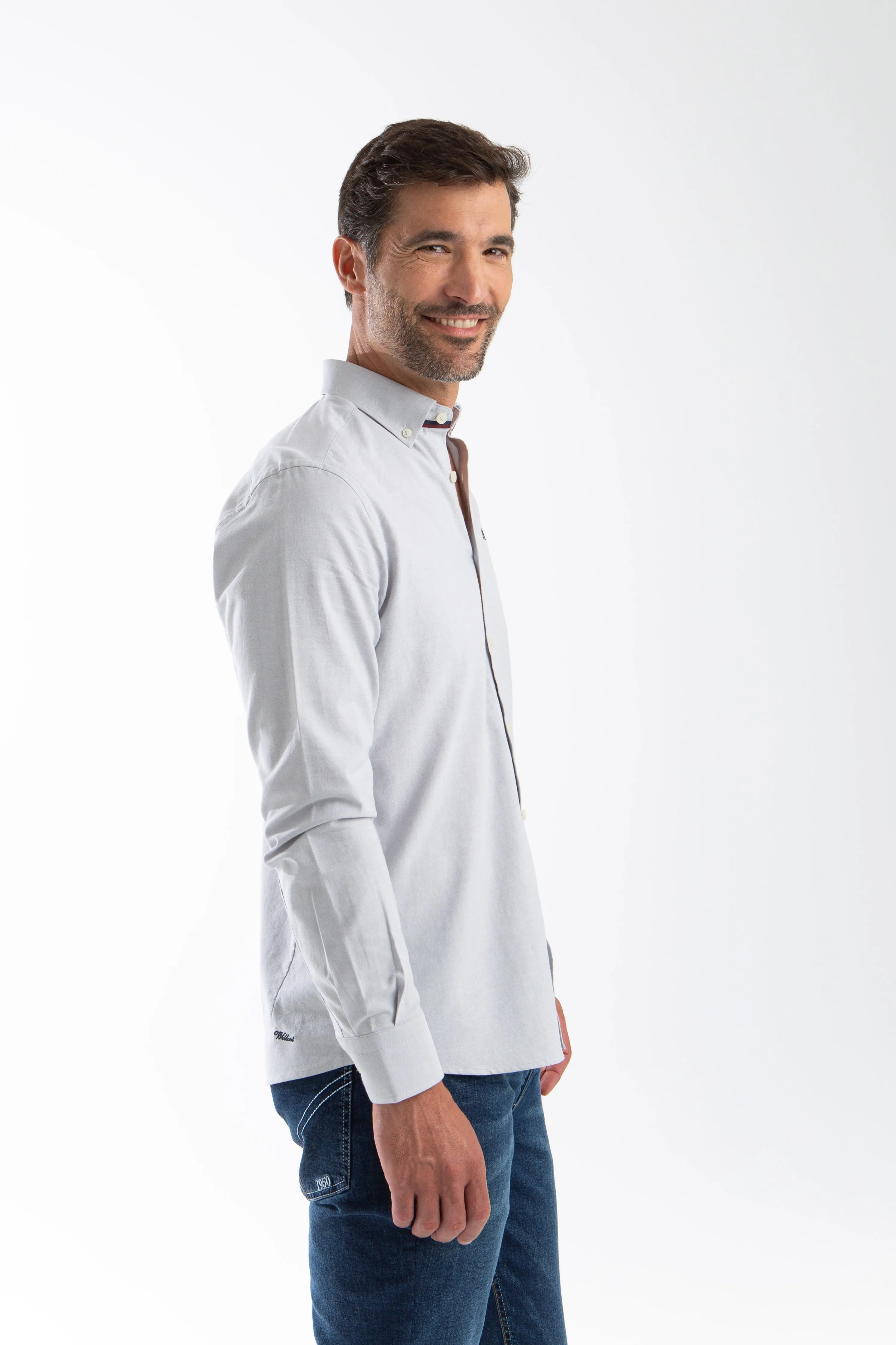 Camisa Oxford Gris Slim Fit