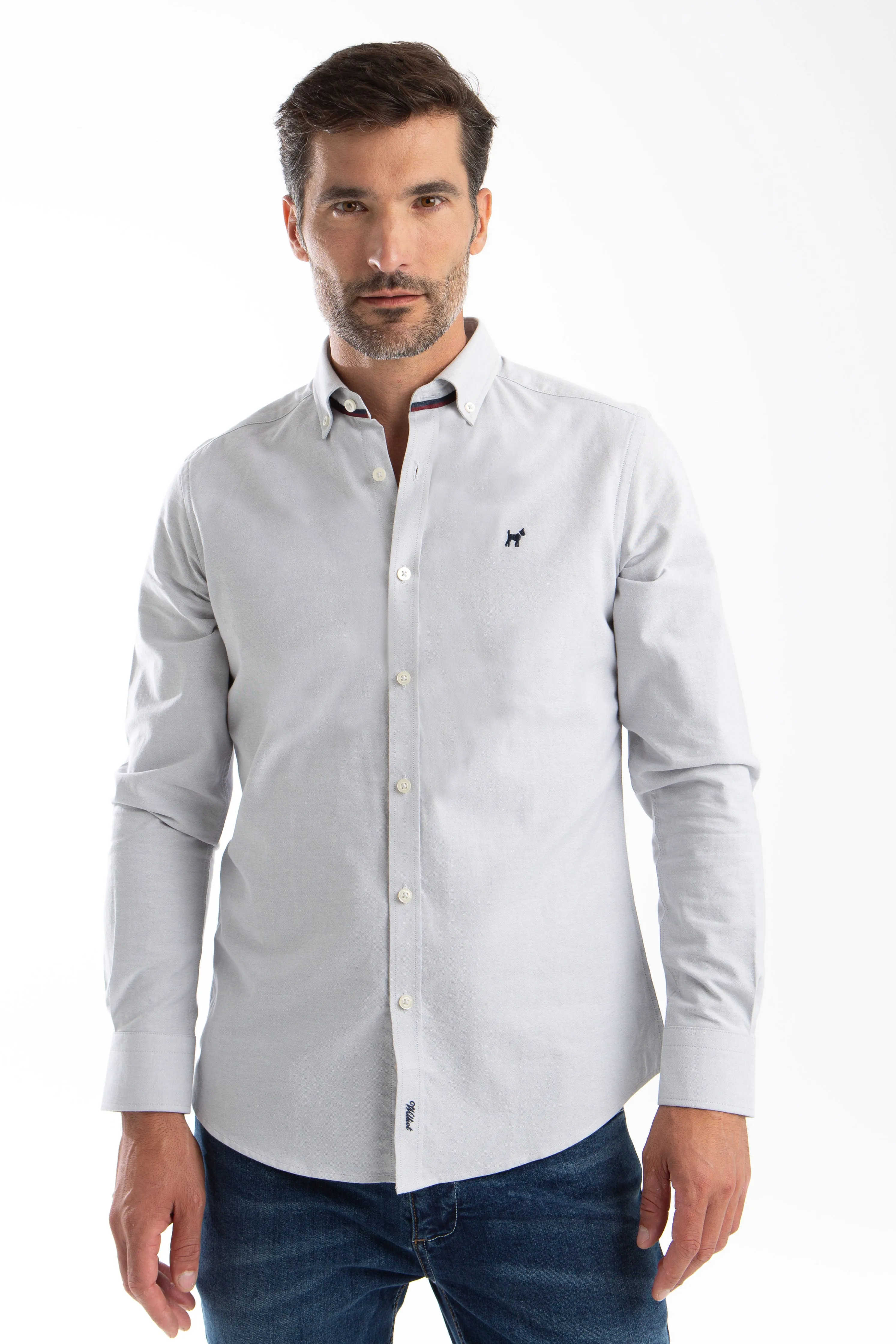 Camisa Oxford Gris Slim Fit