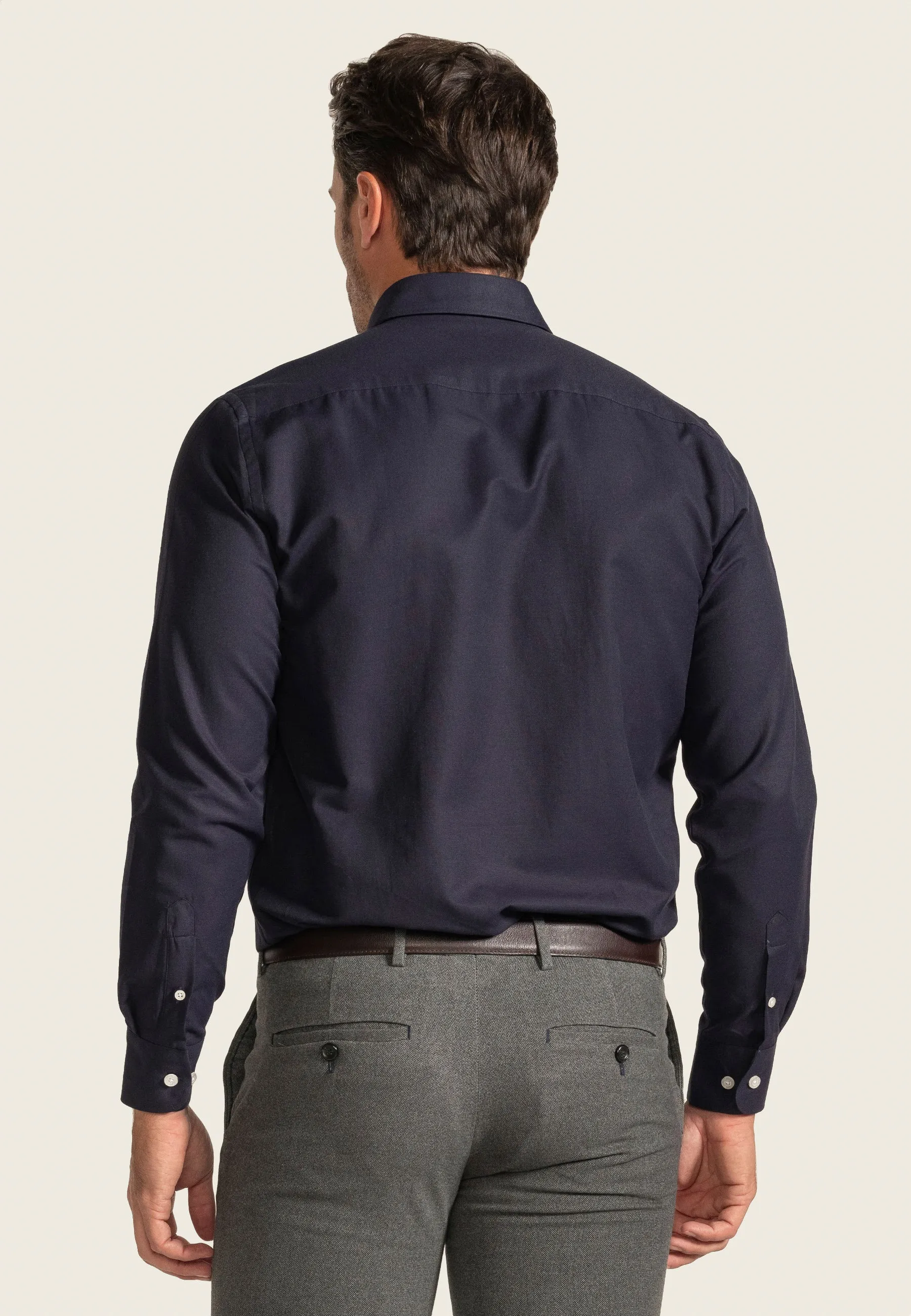 Camisa Oxford Liso Navy Slim