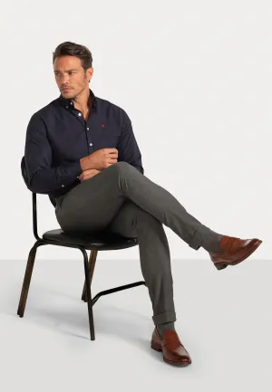 Camisa Oxford Liso Navy Slim