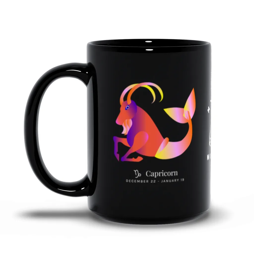 Capricorn Zodiac Black Mug