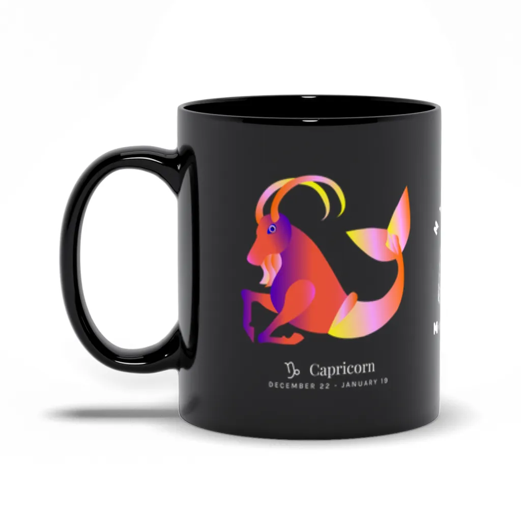 Capricorn Zodiac Black Mug