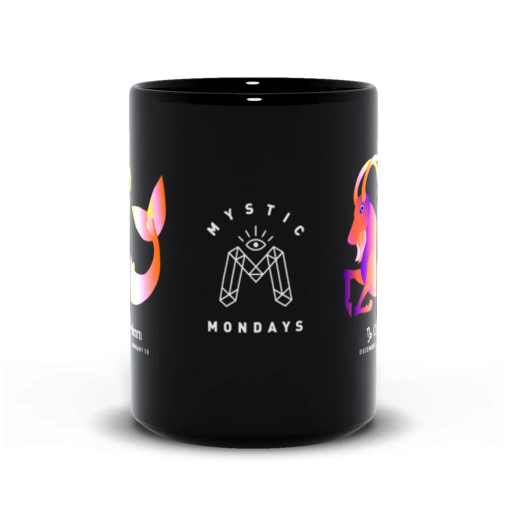Capricorn Zodiac Black Mug