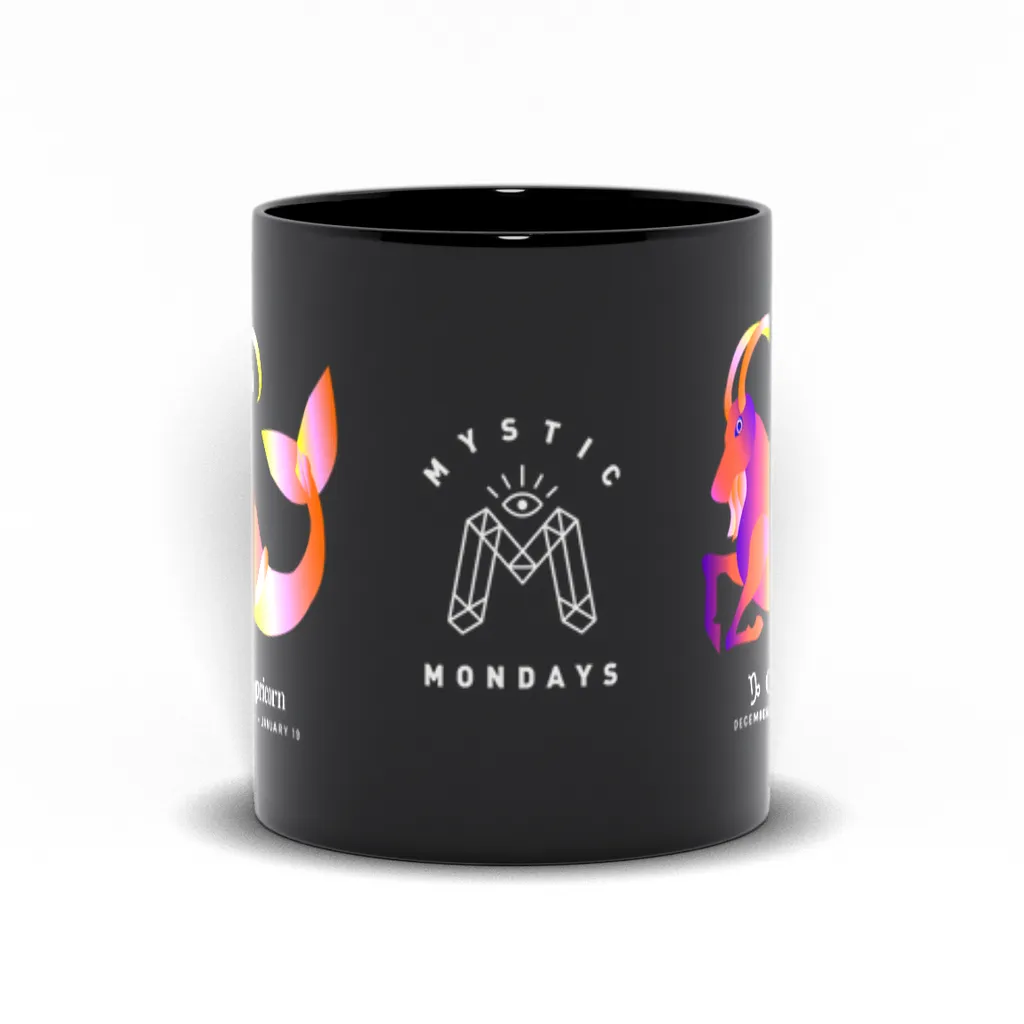 Capricorn Zodiac Black Mug