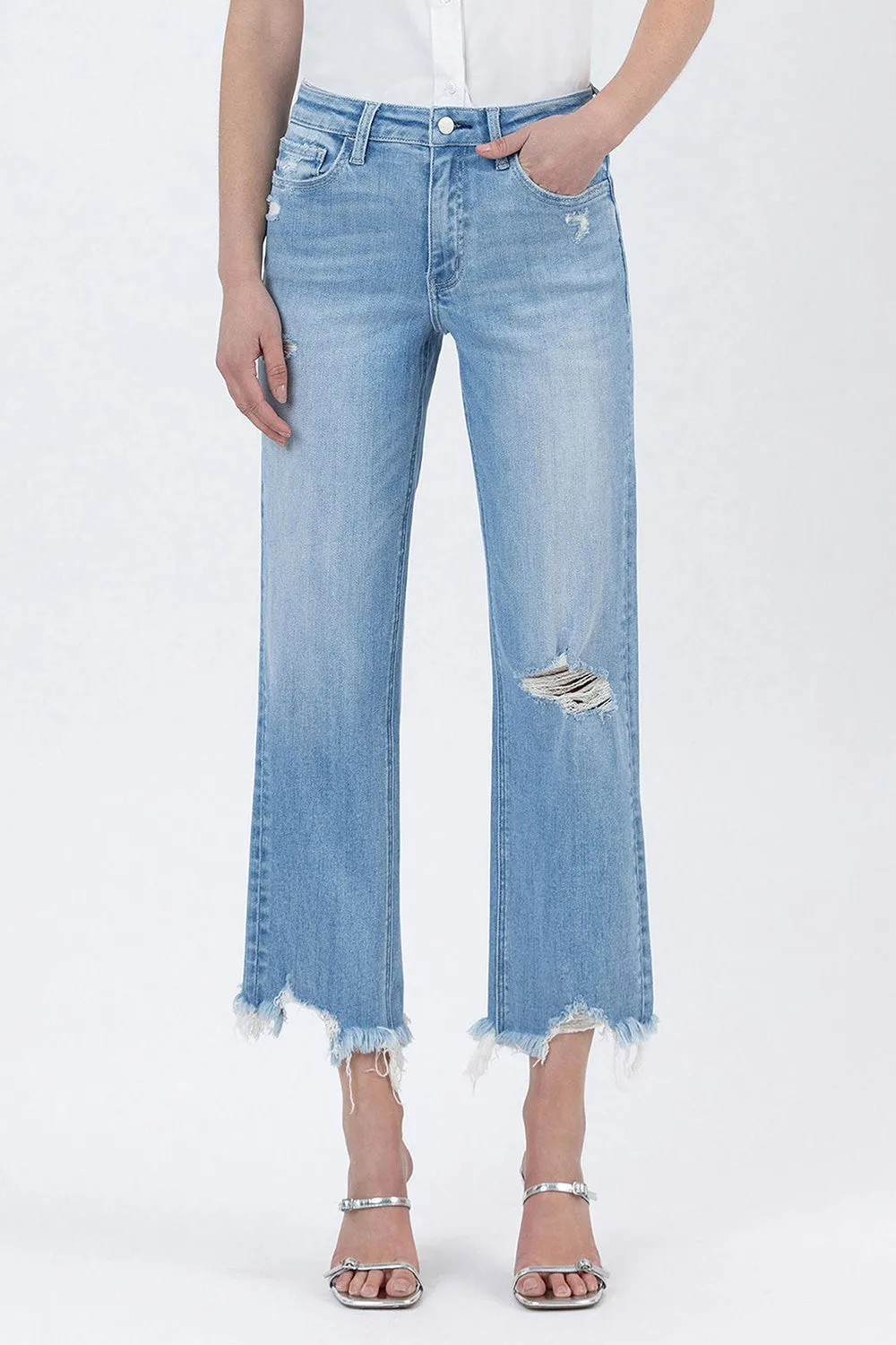 Cassidy High Rise Distressed Jeans, Amply