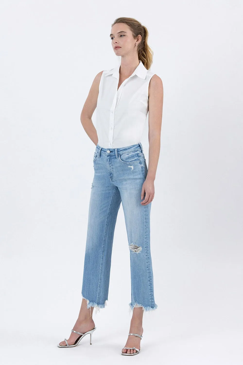 Cassidy High Rise Distressed Jeans, Amply