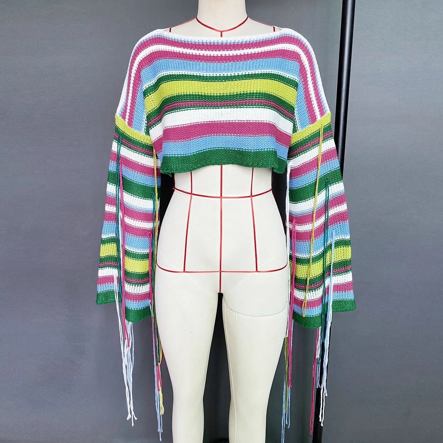 Casual Rainbow Tassels Loose Sweaters