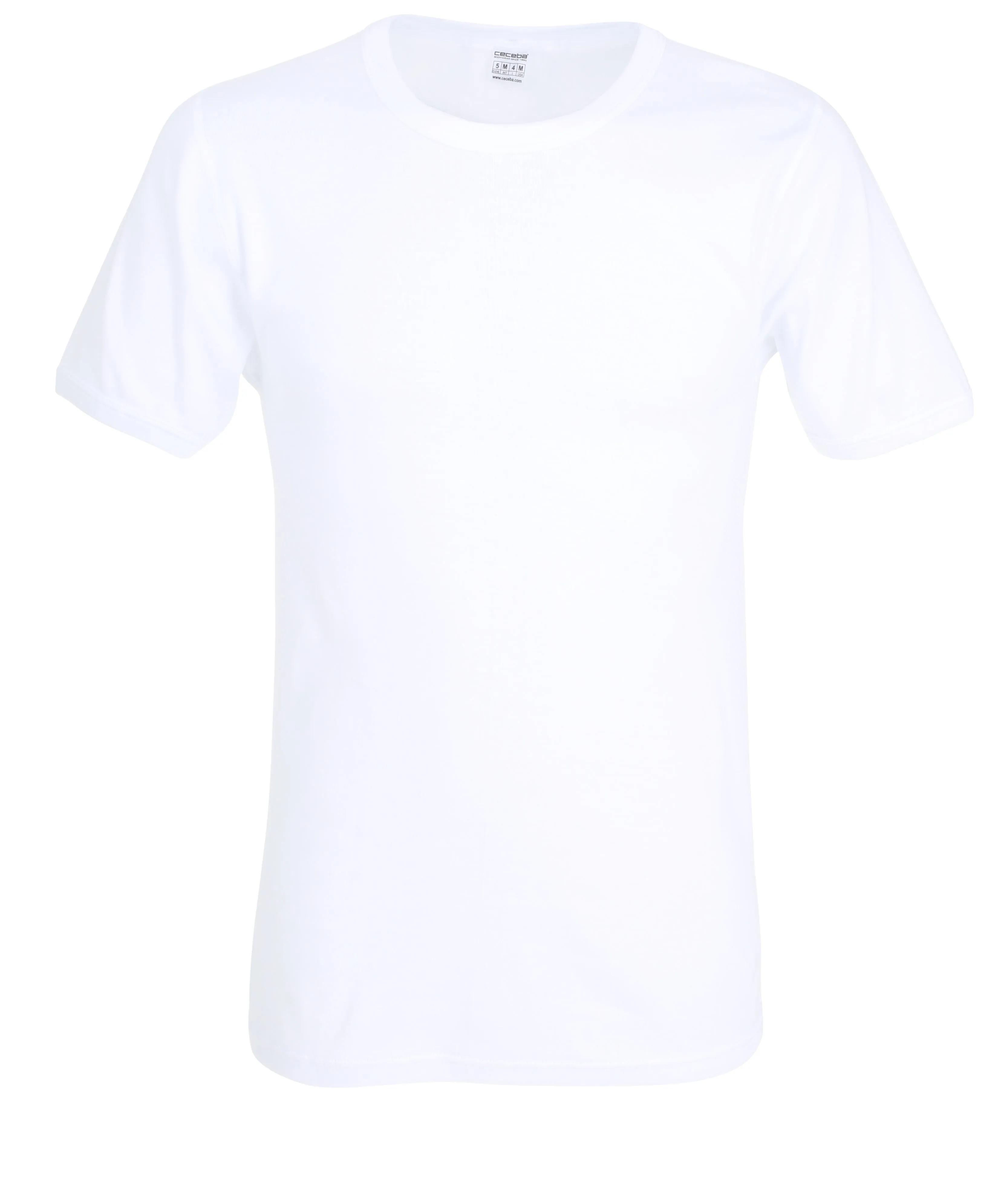 CECEBA Men's White Cotton T-Shirt – Fine Rib, Slim Fit, 1 Pack
