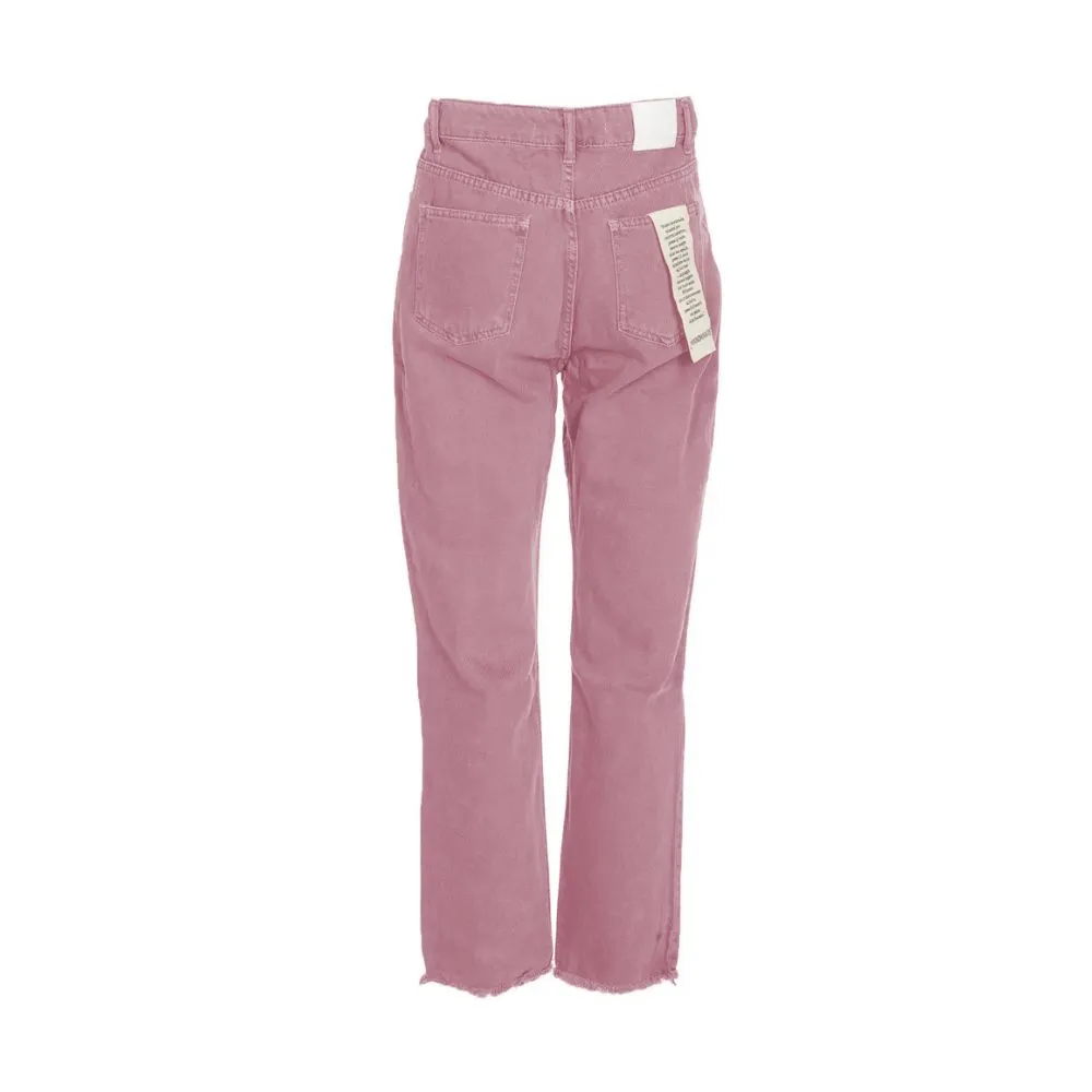 Chic Pink Raw Cut Bottom Jeans