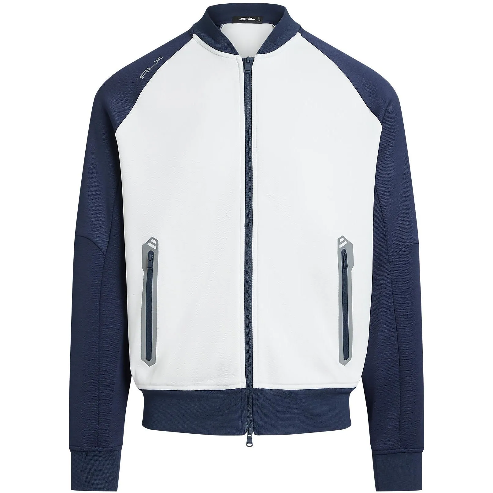 Color-Blocked Double-Knit Bomber Jacket Ceramic White/Refined Navy