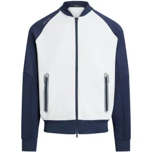 Color-Blocked Double-Knit Bomber Jacket Ceramic White/Refined Navy