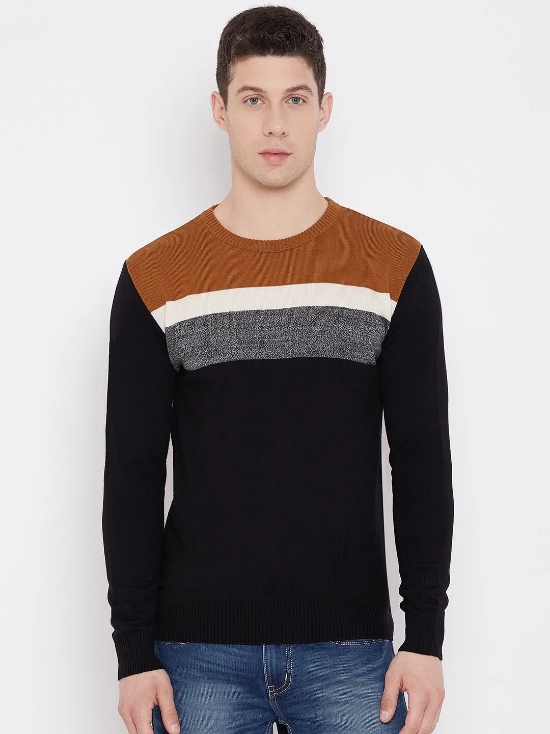 Colorblocked Round Neck Sweater