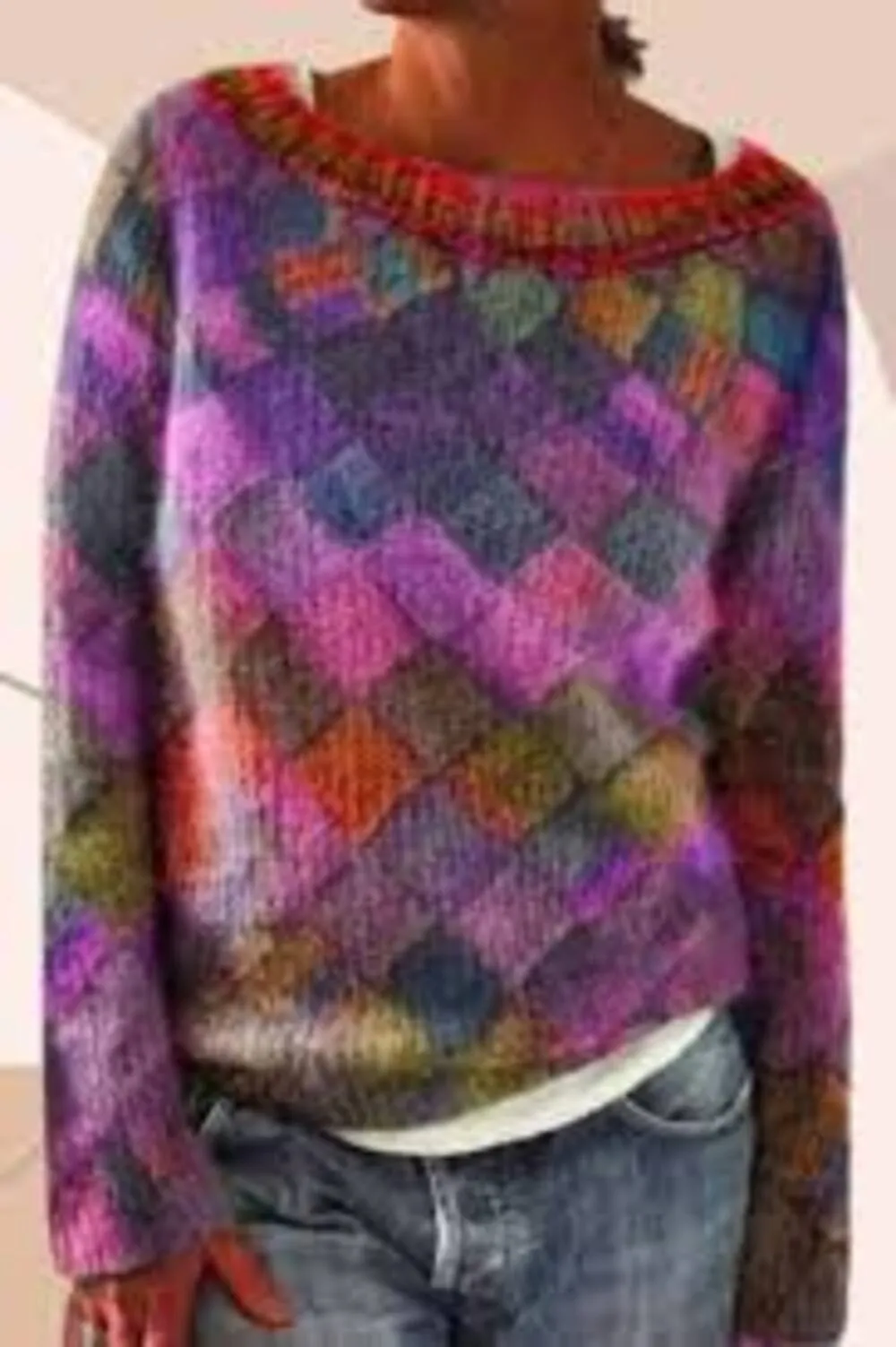 Colorful Scandinavian knitted sweater - Norwegian women's sweater