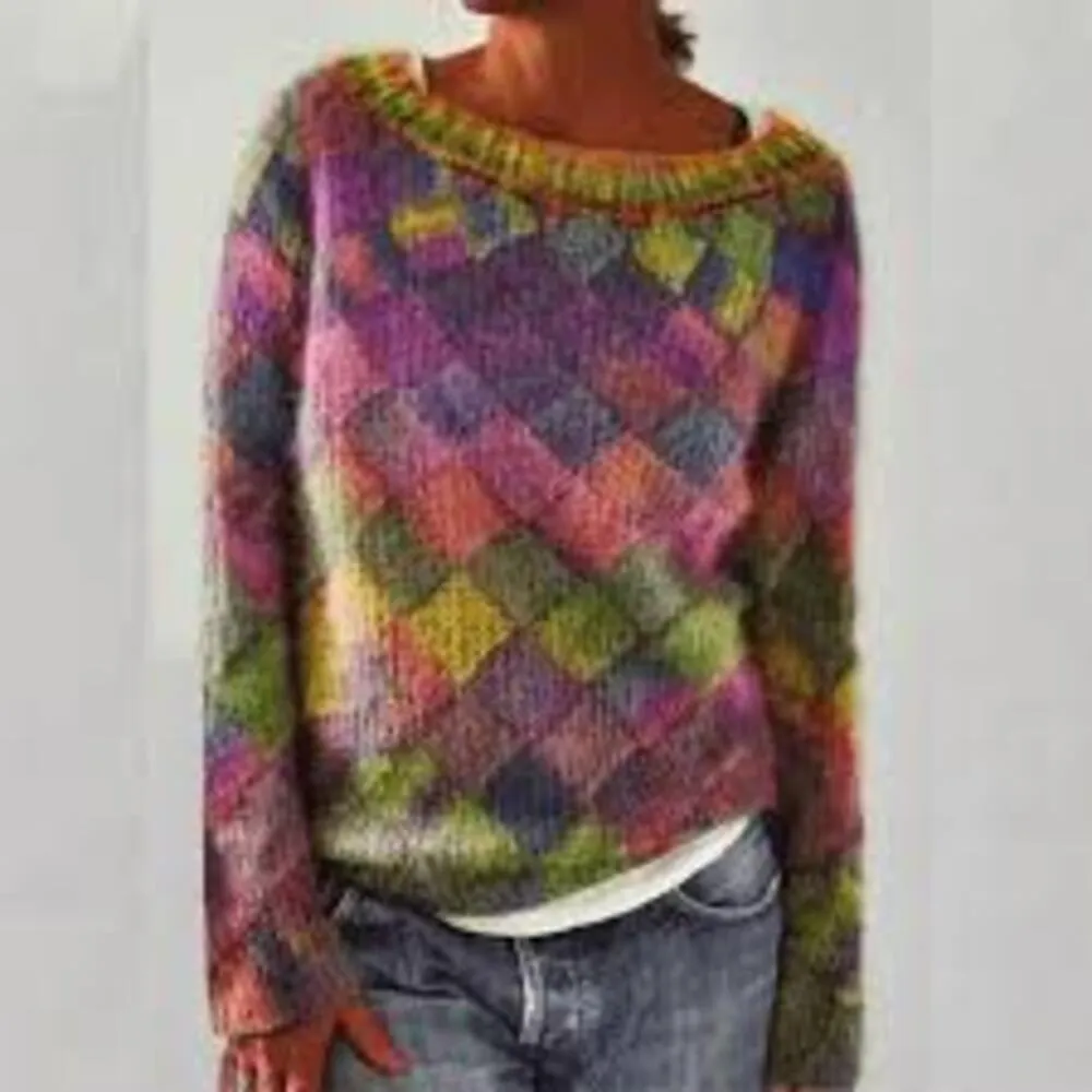 Colorful Scandinavian knitted sweater - Norwegian women's sweater
