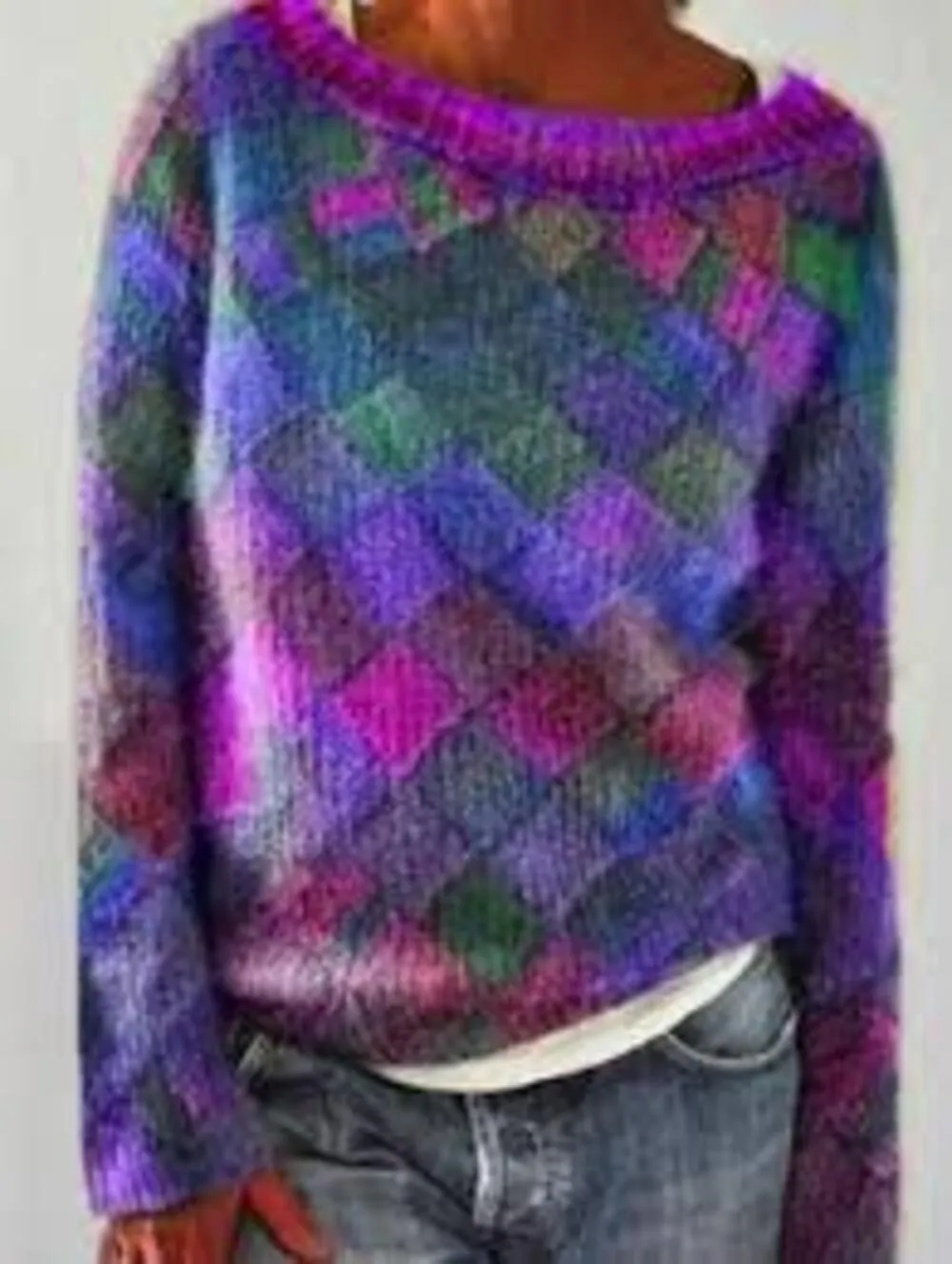 Colorful Scandinavian knitted sweater - Norwegian women's sweater