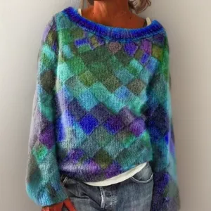 Colorful Scandinavian knitted sweater - Norwegian women's sweater